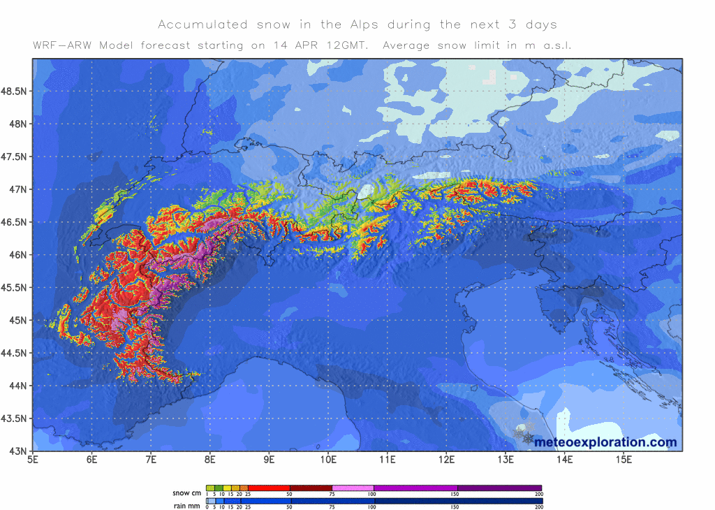 Pronóstico de nieve en los Alpes #nieve #esquí (Ninsori prognozate în Alpi)