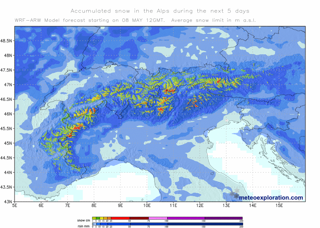 Pronóstico de nieve en los Alpes #nieve #esquí (Ninsori prognozate în Alpi)