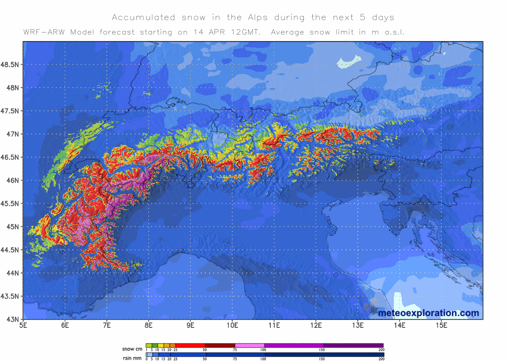 Pronóstico de nieve en los Alpes #nieve #esquí (Ninsori prognozate în Alpi)